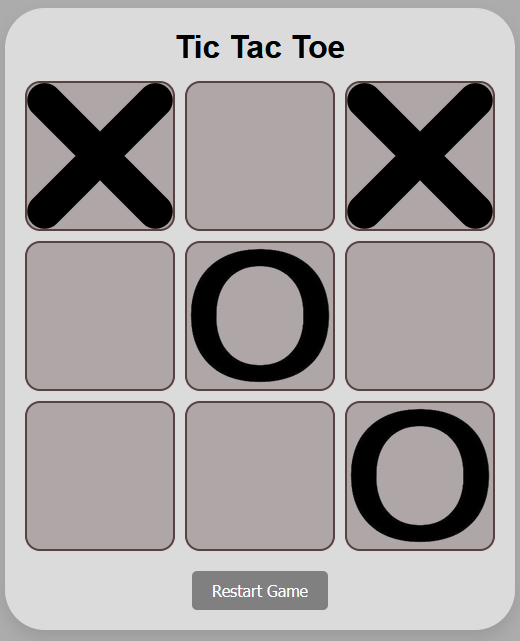 Tic Tac Toe Game Snapshot